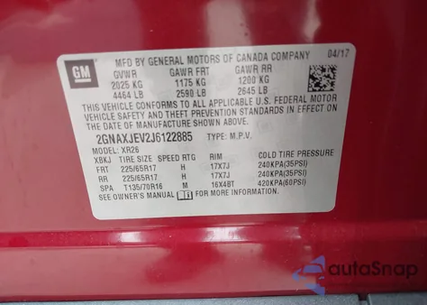 2018 Chevrolet Equinox Lt from USA, damaged, VIN 2GNAXJEV2J6122885